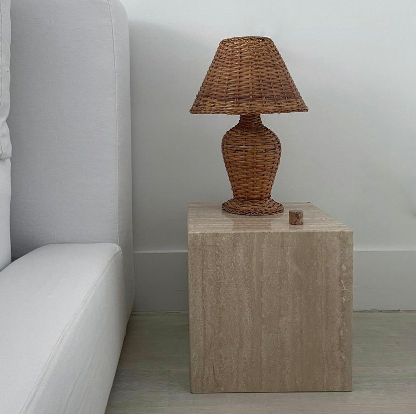 Cubby Travertine side table