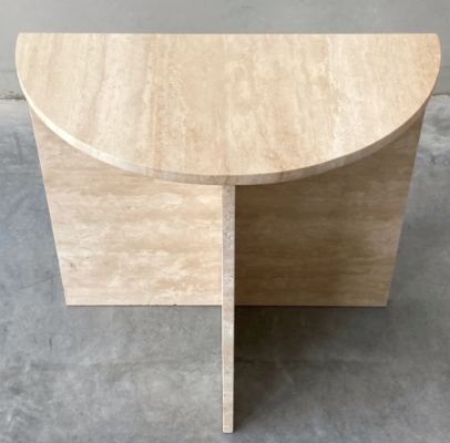 Half moon Travertine side table