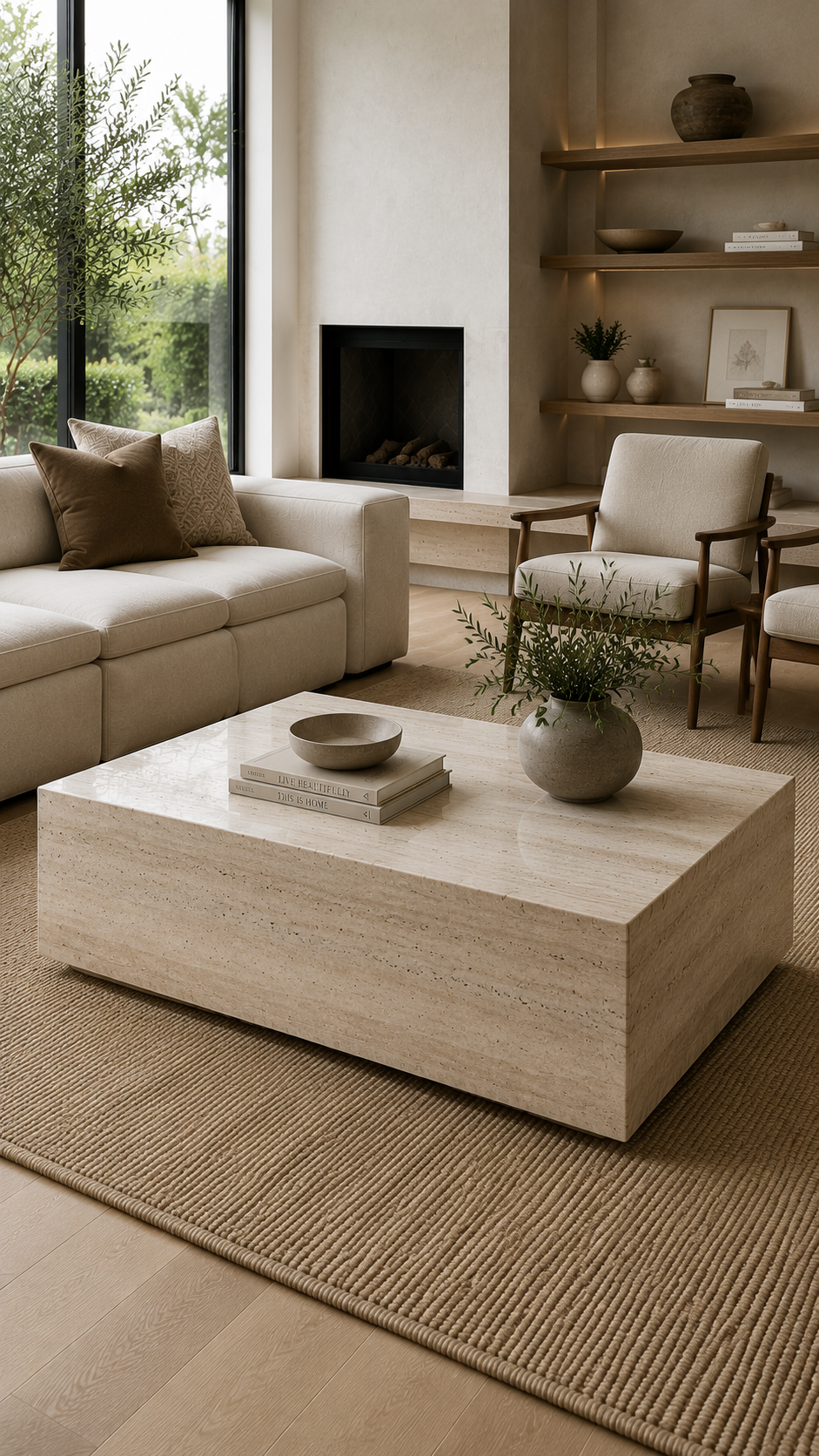 Cubby Plinth Travertine