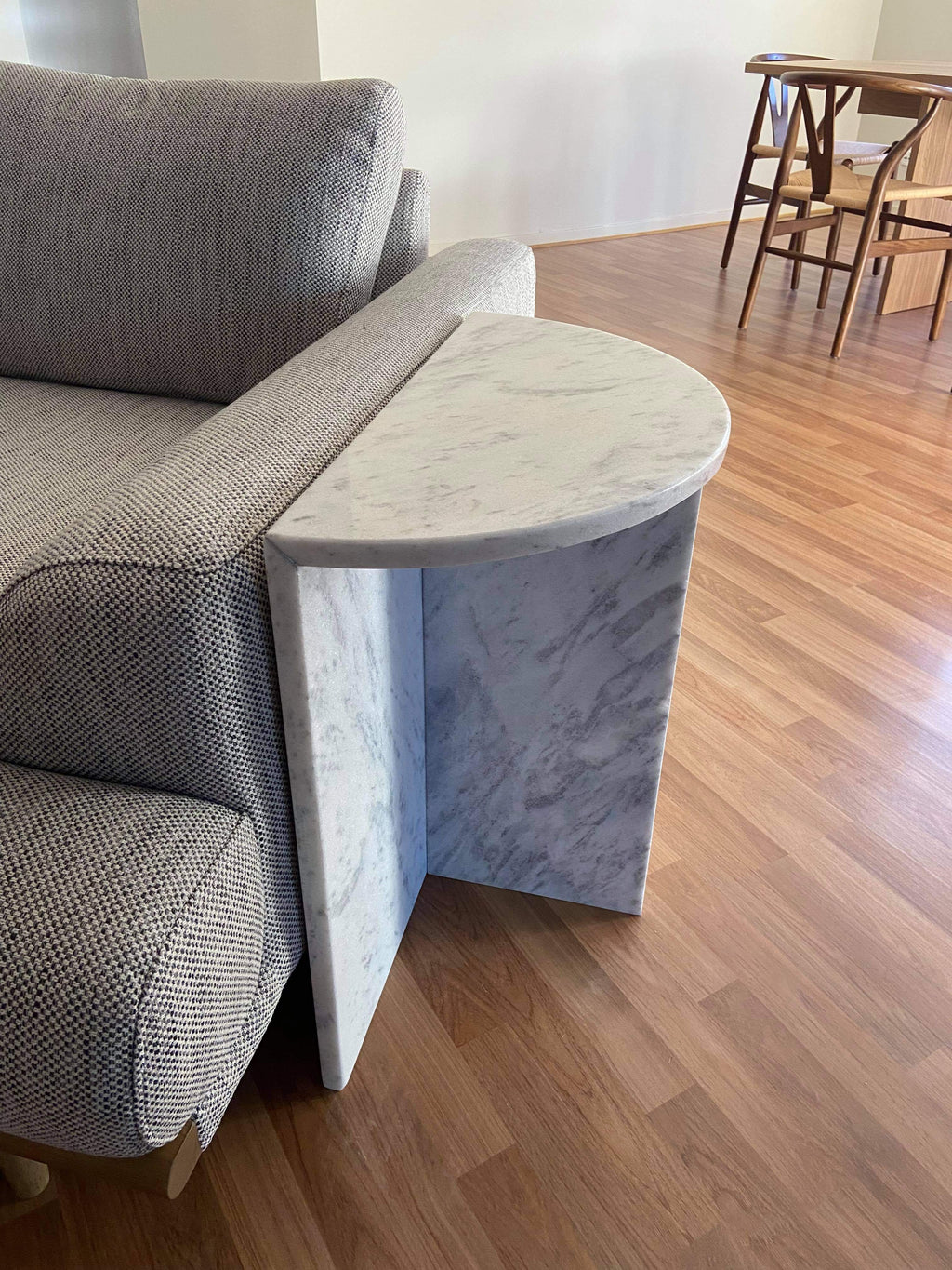 Half moon Carrara side table