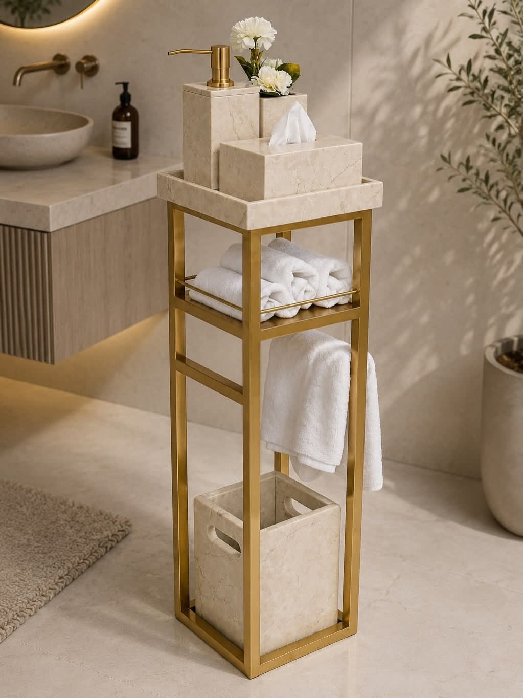 Breccia Marble Bath Stand